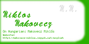 miklos makovecz business card